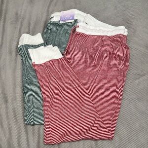 Red and White-Green nd White Striped   2 Pajama Pants/joggers